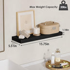Fixwal Black Floating Shelves for Wall, Rustic Wood Shelves for Bathroom - Image 3