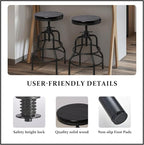 LOKKHAN Vintage Industrial Bar Stool-Rustic Swivel Bar Stool-Round Walnut Wood - Image 5