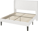 Allewie Queen Size Velvet Bed Frame/Vertical Channel Tufted Wingback - Image 9