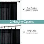 Chyhomenyc Black Semi Sheer Curtains 72 Inch Length 2 Panels Set, Light - Image 4