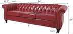 ORRD 2 Piece Living Room Set, Chesterfield Leather Sofa Loveseat Couch Chair - Image 2