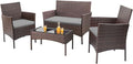 Homall 4 Pieces Outdoor Patio Furniture Sets Rattan Chair Wicker Set, Outdoor by Homall