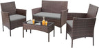 Homall 4 Pieces Outdoor Patio Furniture Sets Rattan Chair Wicker Set, Outdoor by Homall