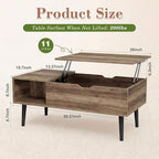 OLIXIS Wooden Coffee Table, Lift Top Coffee Table - Image 3