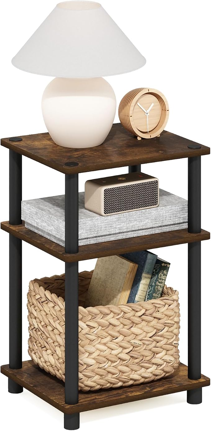 Furinno JUST Side Table, 3-Tier End Table, Open Shelves Night Stand, Bedside by Furinno-FitsYourSpaceFitsYourBudget