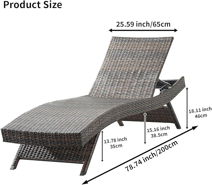 Outdoor Chaise Lounge Chairs + Coffee Table Set of 5 Pieces - Image 2