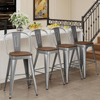 Andeworld Metal Bar Stools Set of 4, 24 inch Counter Height Barstools - Image 3