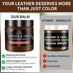 Leather Recoloring Balm and Scratch Repair Kit, Medium Brown Leather Restorer - Image 2