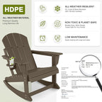 Outdoor Rocking Chairs Set of 2, HDPE Poly All-Weather Patio Rocking Chairs - Image 4