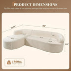99" Curved Sectional Sofa with Chaise, Modern Boneless Couch with Deep Seat - Image 2