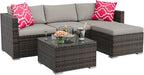 5-Piece Outdoor Sectional Sofa Set, All-Weather PE Rattan Patio Furniture - Image 9