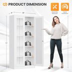 Locking Display Cabinet with Glass Door, 71”H Metal Curio Cabinets with - Image 3