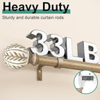 QDWIS Boho Wood Curtain Rods for Windows 72 to 144 inch, Rustic Decorative - Image 4