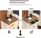 HWB LED Nightstand with Gun Drawer: Bedside Table with Charging Station - Image 3