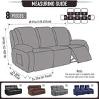 TAOCOCO Recliner Couch Covers for 3 Seat, 8-Pieces Stretch Large Couch Covers - Image 5