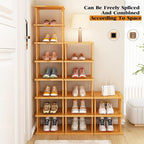 Bamboo Shoe Rack 12 Tier- Vertical Shoe Rack - Image 4