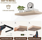 Acovy 48 Inch Floating Shelves, 3D Textured Wood Grain, Wooden Shelves - Image 6