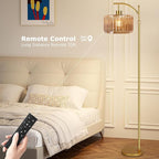 ILLMTW Glass Floor Lamp for Living Room, Dimmable Brass Tall Lamp Amber Flower - Image 4