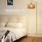 QIYIZM Glass Floor Lamp for Living Room, Mid Century Modern Brass Tall Lamp - Image 4