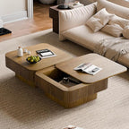 Square Coffee Table for Living Room, Fluted Drum Accent Tea Center Table - Image 7
