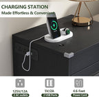 Gyfimoie Led Night Stand with Charging Station & RFID Lock Cabinet, Smart - Image 3