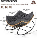 SWITTE Outdoor Papasan Rocking Chair, Oversized Patio Egg Chair - Image 2