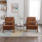 Mid Century Modern Brown Accent Chair Living Room- Comfy Solid Wood Arm Chair - Image 8