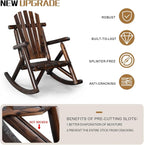 Outvita Wooden Rocking Chair Set of 2, Fir Log Adirondack Rocker, Outdoor Wood - Image 3