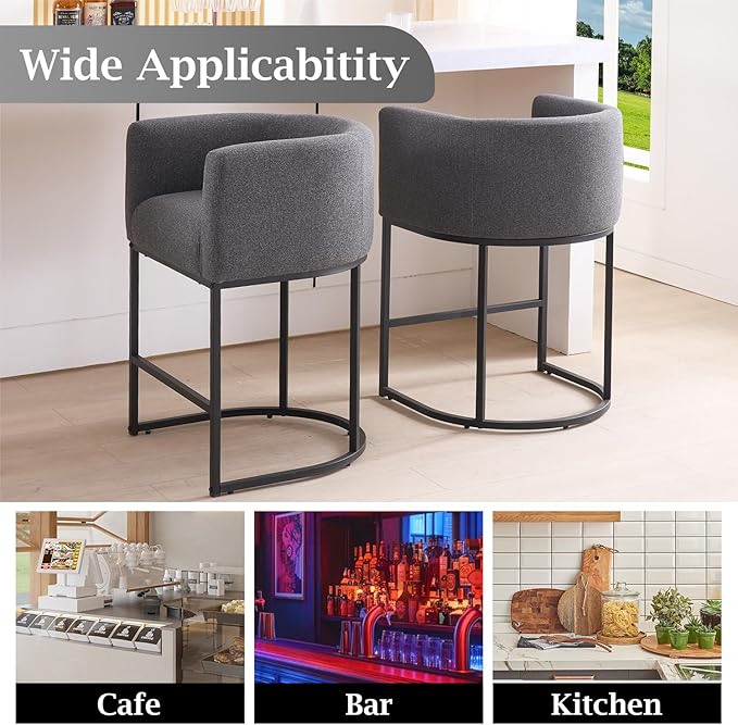 ClinQ 26" H Counter Height Bar Stools Set of 6, Modern Barrel Counter Stools - Image 4