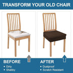 Smiry Waterproof Seat Covers for Dining Room Chairs Set of 8, Stretch Jacquard - Image 7