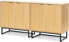EYYTHUNG Fluted Storage Cabinets Set of 2, Sideboard Buffet Cabinet Modern - Image 8