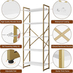 Shintenchi 2 Pieces 5 Tiers Bookshelf, Classically Tall Bookcase Shelf - Image 5