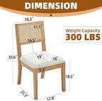 Westice Rattan Dining Chairs Set of 4, Farmhouse Natural Dining Room Chairs - Image 3