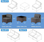 Outdoor Patio Furniture Set, 14 Pieces Outdoor Sectional Furniture Patio Sofa - Image 2