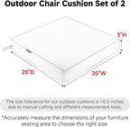 Favoyard Patio Chair Cushions 20 x 20 x 3 Inch Waterproof Outdoor Seat Cushions - Image 2