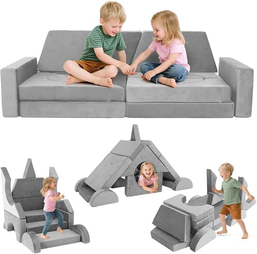 15 Pcs Modular Kids Play Couch, Toddler Couches That Fold Out, Plush Foam Chair by VIXLONOutdoorSlowTime