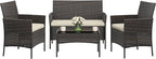 4-Piece Outdoor Furniture Set, PE Rattan Wicker Chairs - Image 8