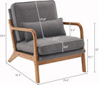 Bonnlo Linen Dark Grey Accent Chairs Set of 2, Upholstered Mid Century Modern - Image 2