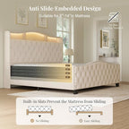 Belffin King Size Bed Frame and Headboard, 50.9" Velvet Upholstered Wingback - Image 5