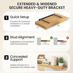 32Inch Oak Floating Shelves for Wall, 12 Inch Deep Shelves for Bedroom - Image 6