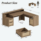 YOMILUVE 63" Farmhouse L Shaped Executive Desk - Image 2