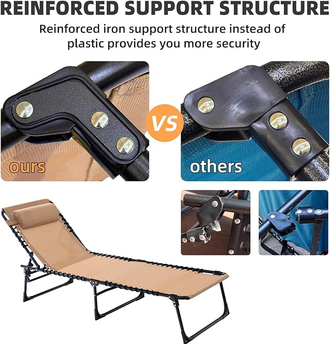Patio Lounge Chair 2 PCS Folding Chaise Bed - Image 4