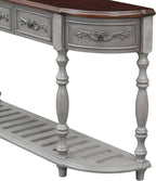 Retro Wood Curved Entryway Console Table 52-Inch Half Moon Hall Entryway Sofa - Image 6