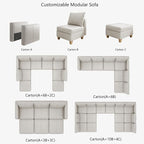 EASE MOOSE Middle Module Seat for Modular Sofa, Faux Leather Armless Chair - Image 7
