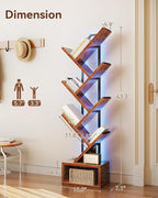 Casaottima Tree Bookshelf with LED Lights, 6-Tier Narrow Bookcase - Image 3