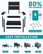 SERWALL Outdoor Patio Furniture Set, 5 Piece HDPE Patio Conversation Sets - Image 8