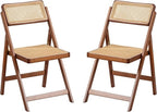 Furlide Rattan Folding Chairs, Modern Mid Century Dining Chairs Set of 2 by Furlide