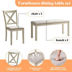 AMERLIFE 6-Piece Farmhouse Dining Table Set - Image 5
