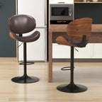 KCC Bar Stools Set of 4, Swivel Adjustable Height Barstools, PU Leather - Image 2