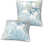 Nautical Coastal Beach Pillow Covers 16x16 Set of 2, Ocean Themed Seashell - Image 9